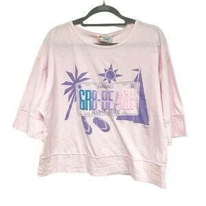 Vintage Malihini Hawaii Pink Puff Paint License Plate Oversized Top